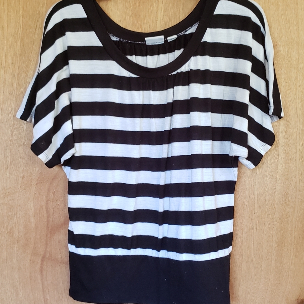 Cato Black and White Stripe Top